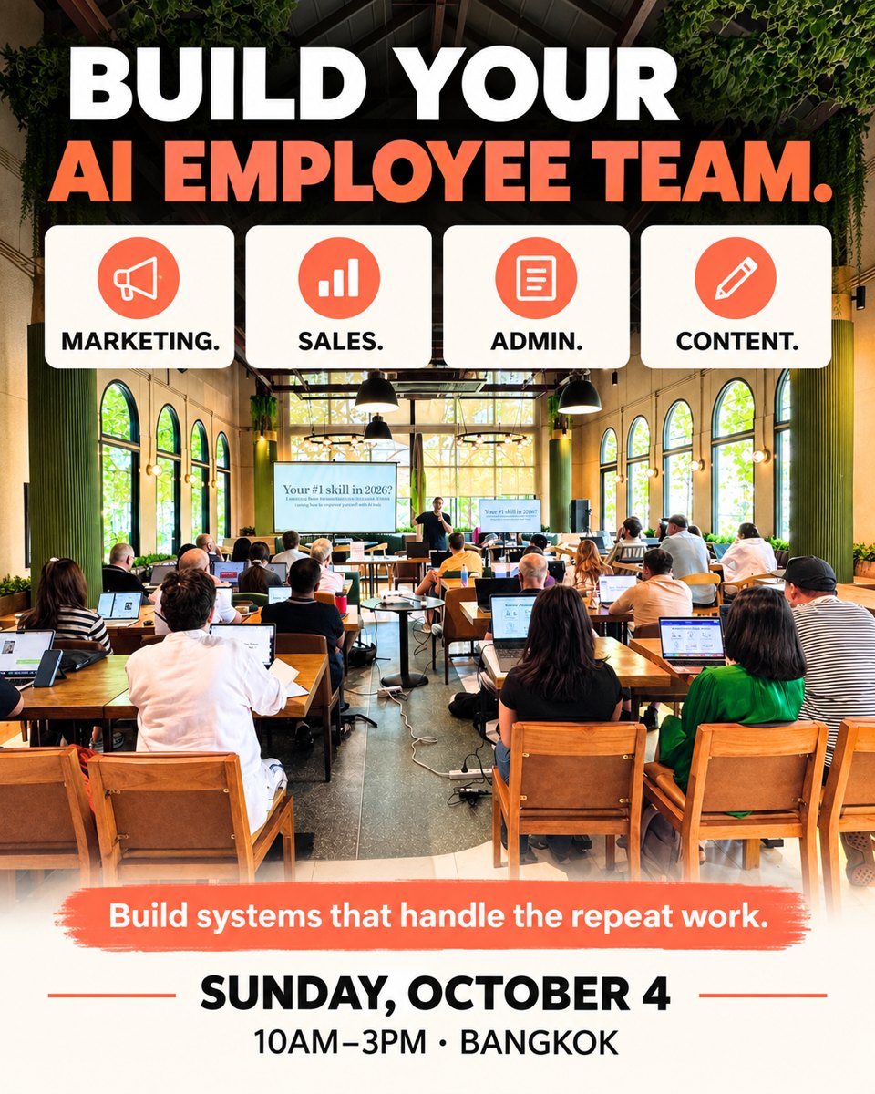 Build your AI employee team: marketing, sales, admin, content. Sunday October 4, Bangkok