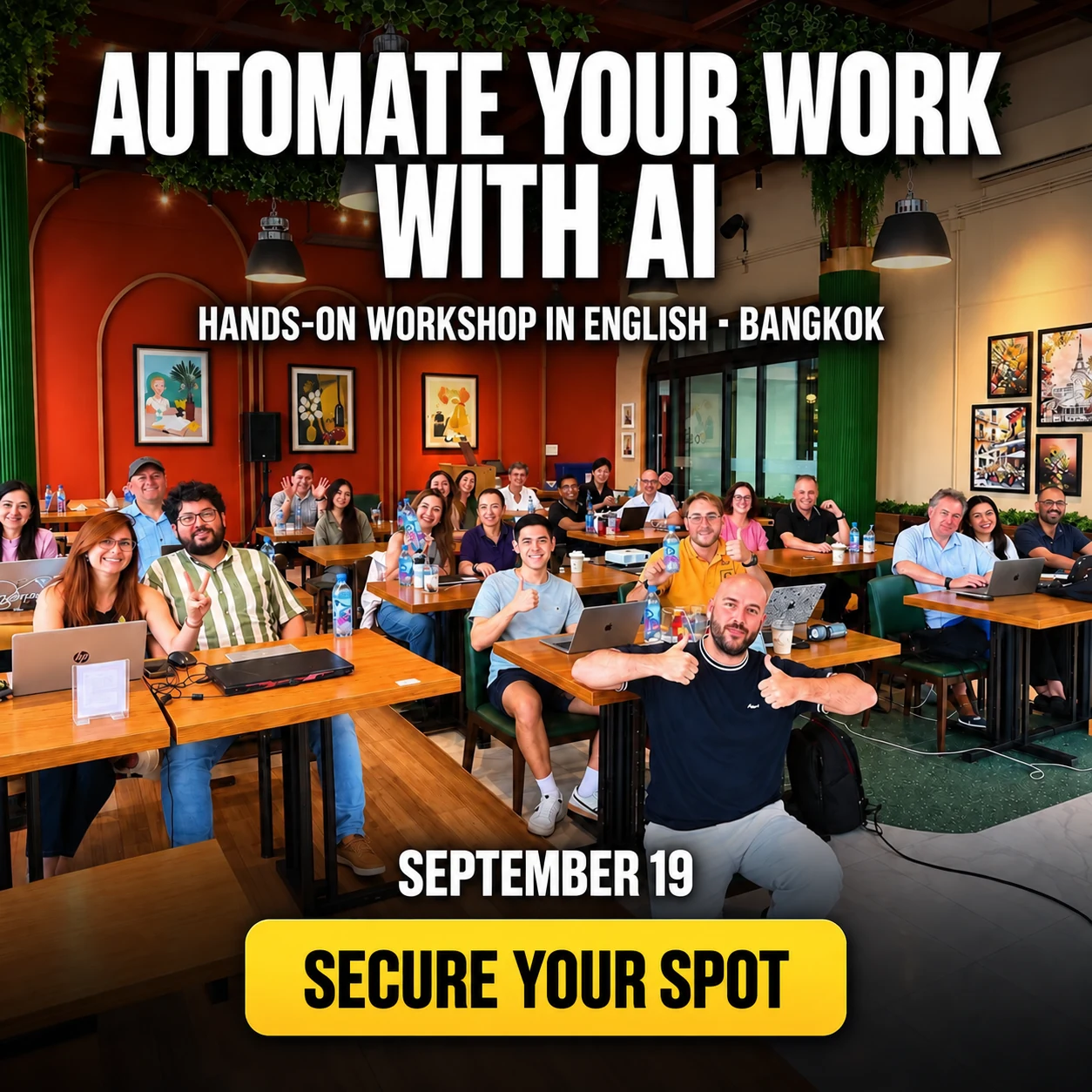 Real September 19 AI CEOs workshop advertisement.