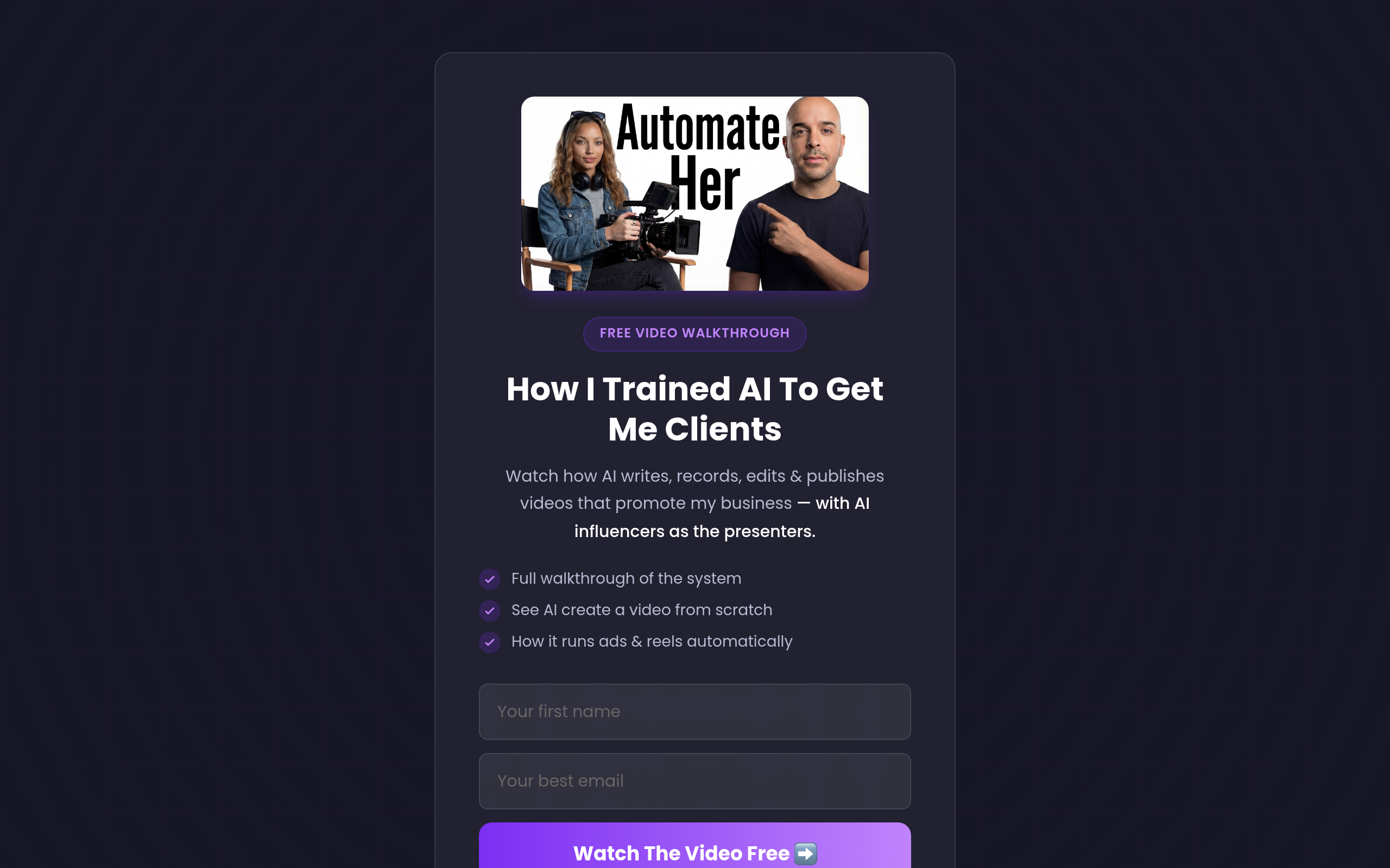 Automate Her - free video walkthrough squeeze page