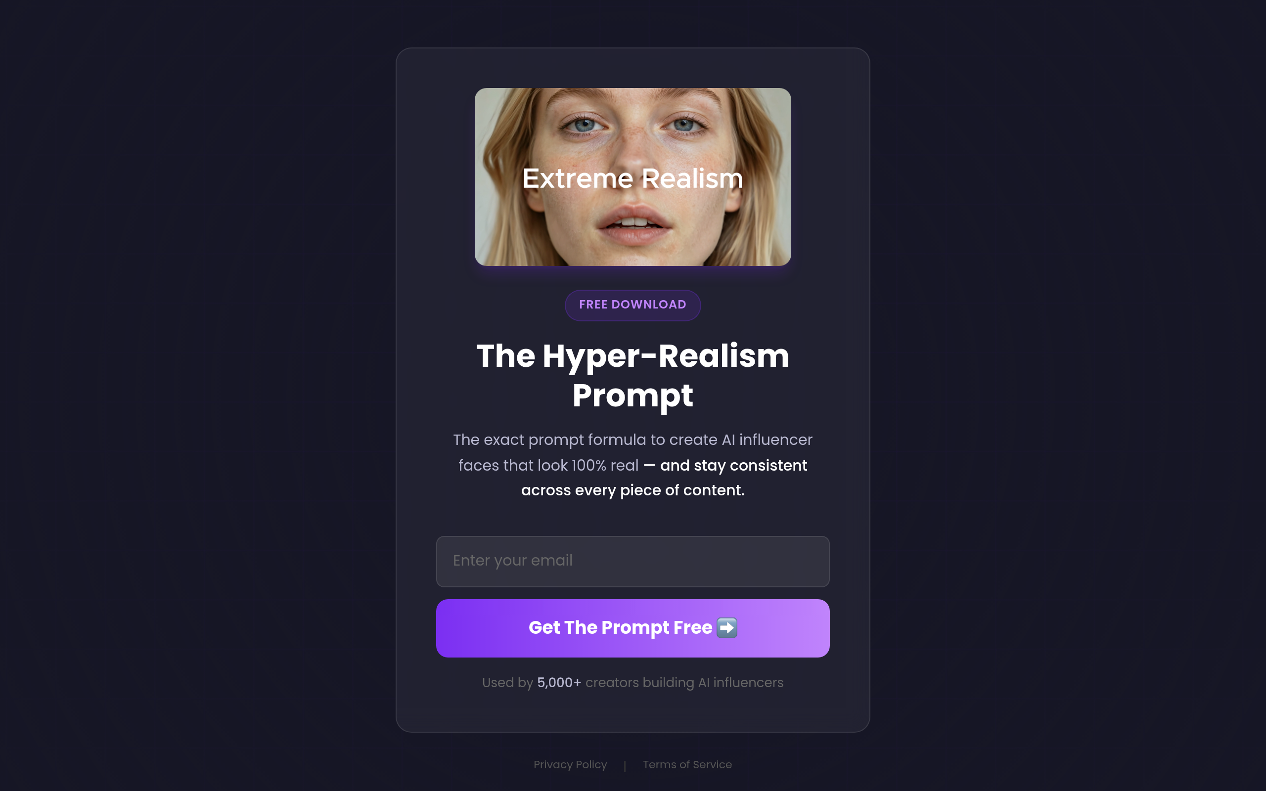 The Hyper-Realism Prompt - free download squeeze page